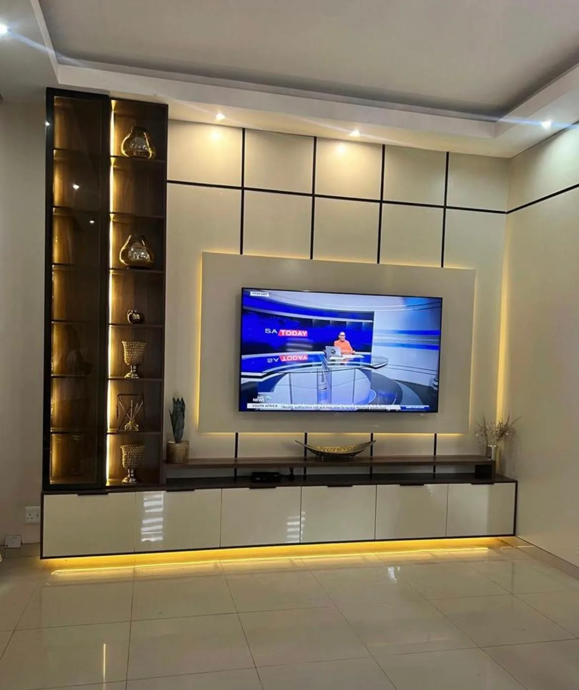 TV Wall Design in Jos by Sleekrealm Interiors